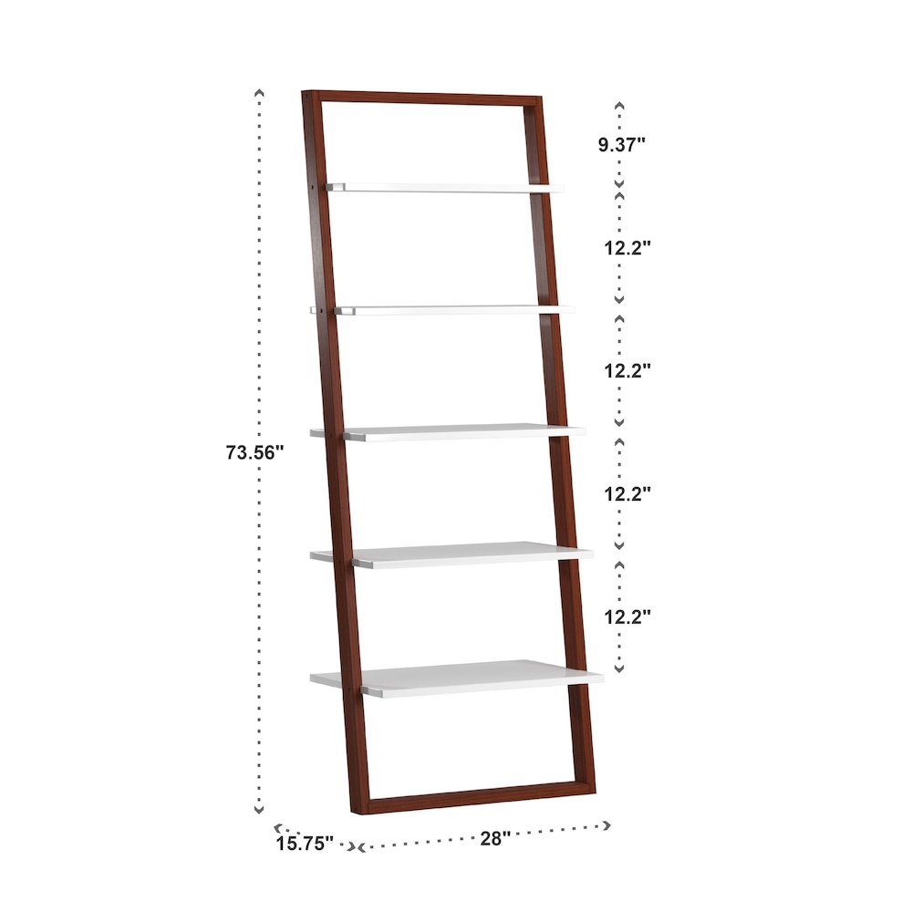 Two-Tone Espresso & White Finish 28"W Ladder Bookcase