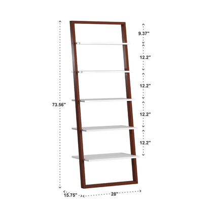 Two-Tone Espresso & White Finish 28"W Ladder Bookcase