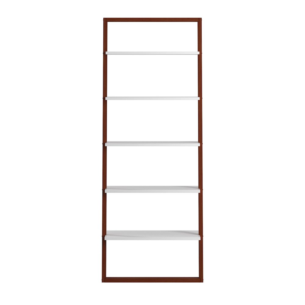 Two-Tone Espresso & White Finish 28"W Ladder Bookcase