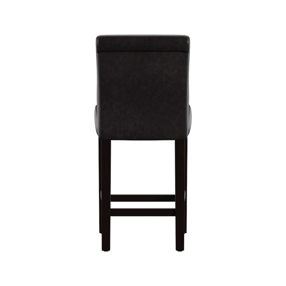 Set of 2, Dark Brown Vinyl Counter Height Chair
