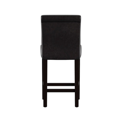 Set of 2, Dark Brown Vinyl Counter Height Chair