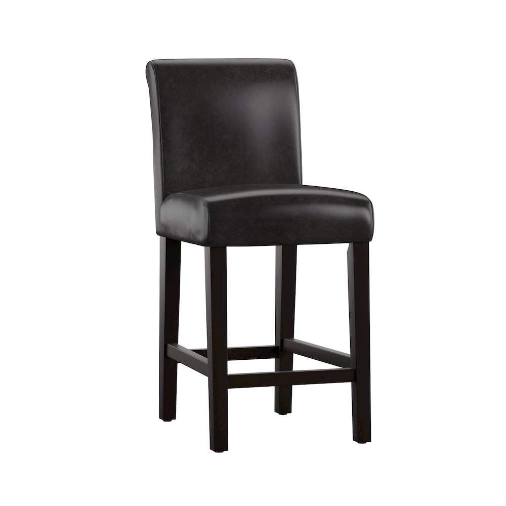Set of 2, Dark Brown Vinyl Counter Height Chair
