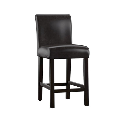 Set of 2, Dark Brown Vinyl Counter Height Chair