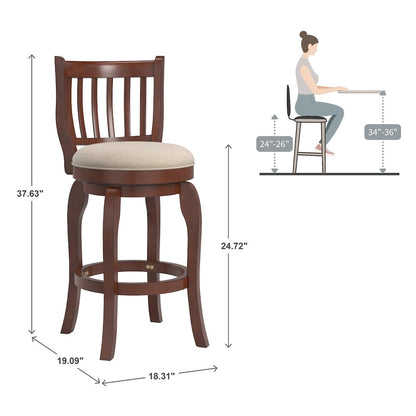 Beige Linen Swivel Counter Height Chair