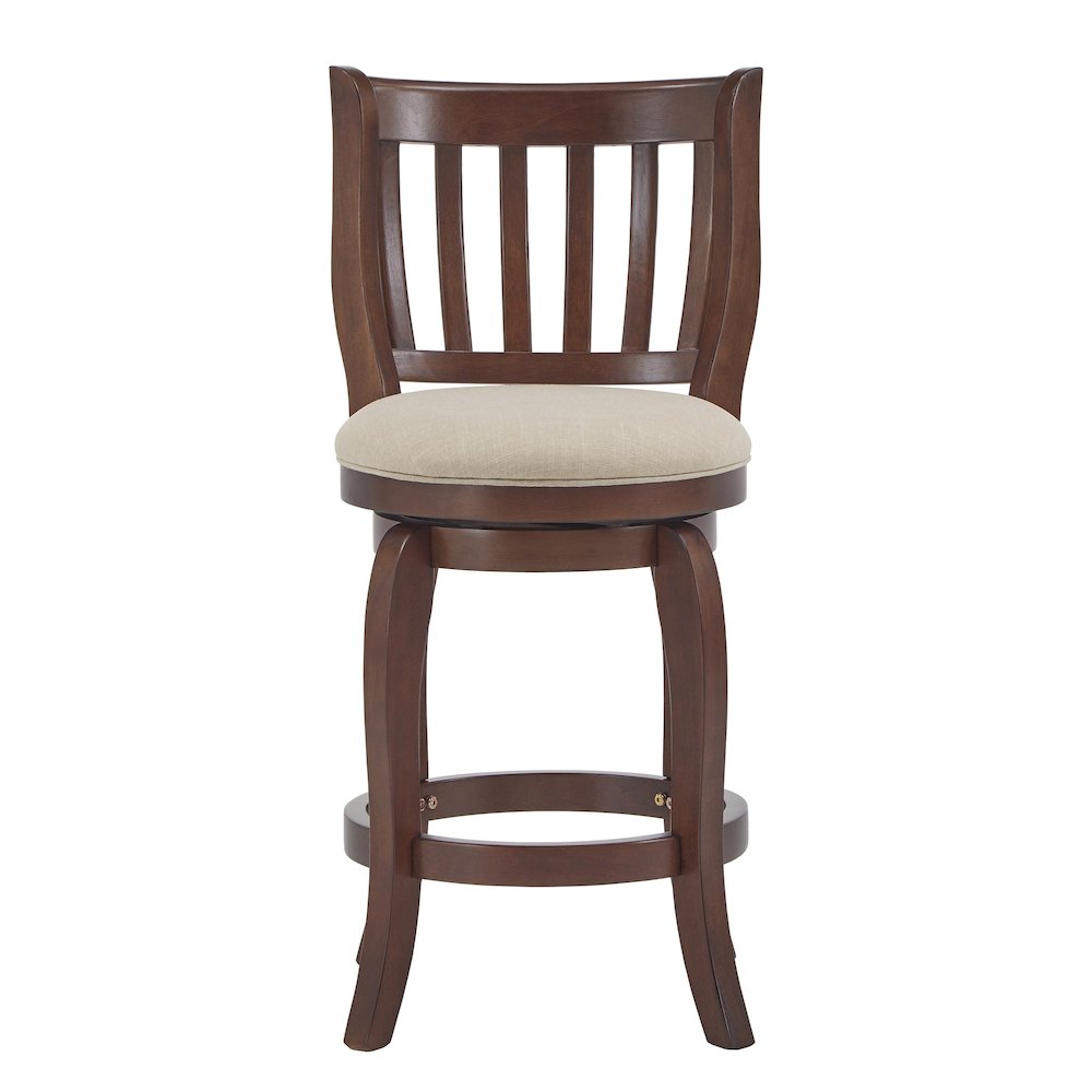 Beige Linen Swivel Counter Height Chair