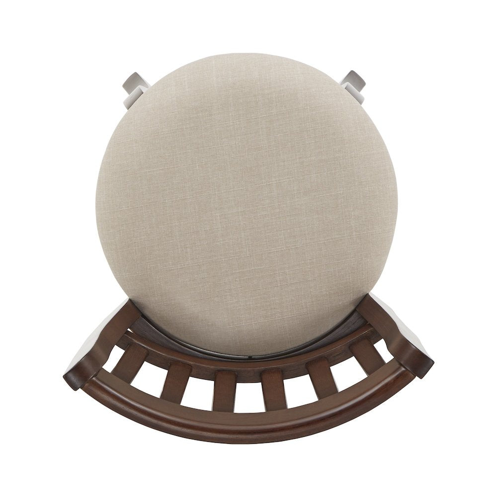 Beige Linen Swivel Counter Height Chair