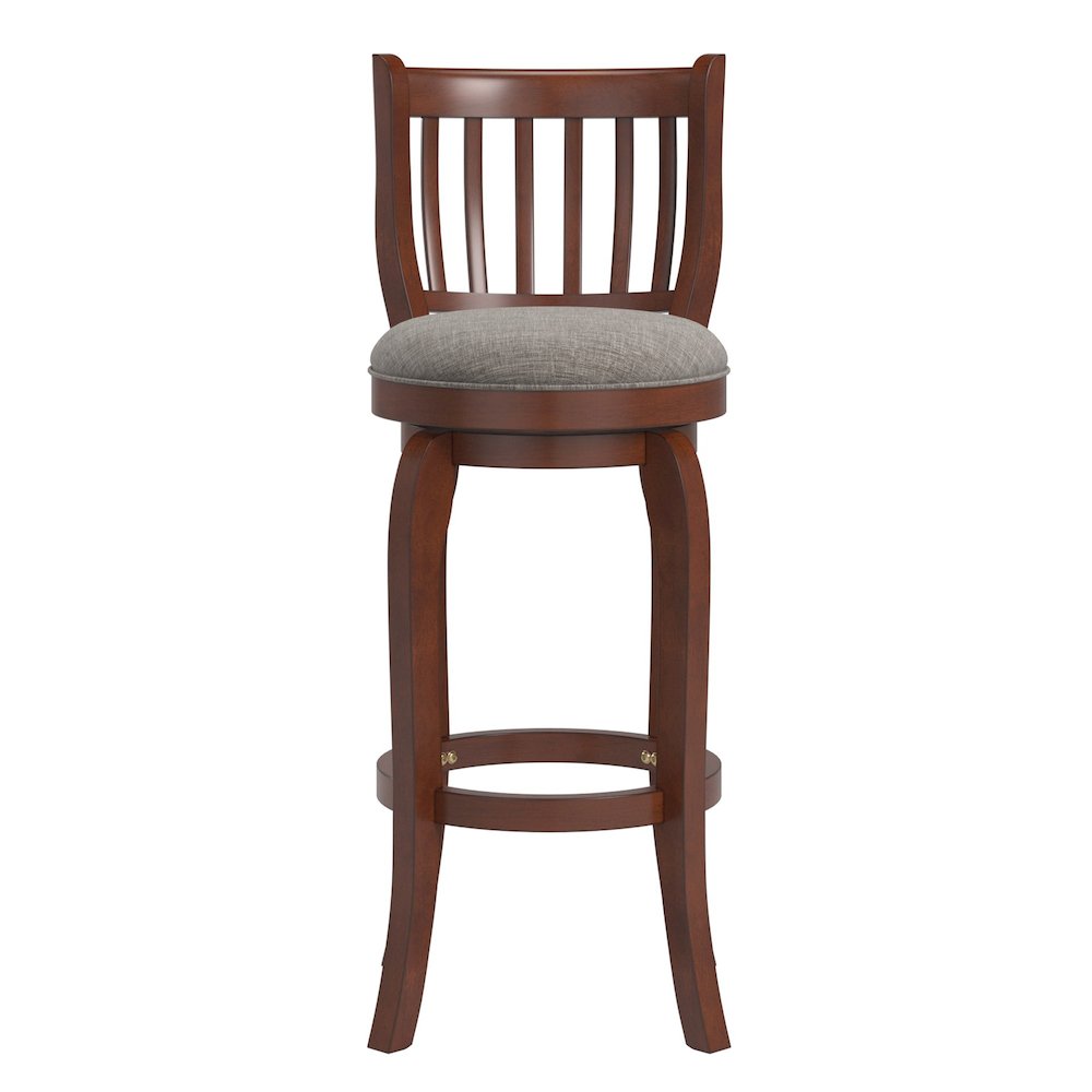 Grey Linen Swivel Bar Height Chair