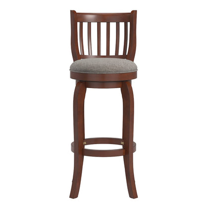 Grey Linen Swivel Bar Height Chair
