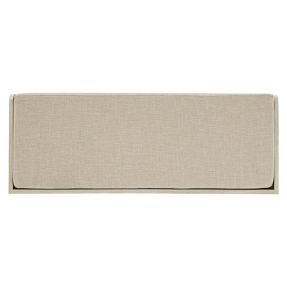 Antique White Finish Storage Bench With Beige Linen Cushion
