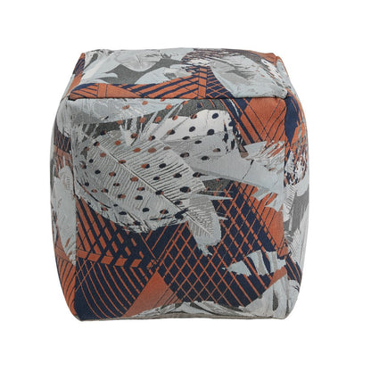 Cube Pouf With Multicolored Abstract Pattern Fabric