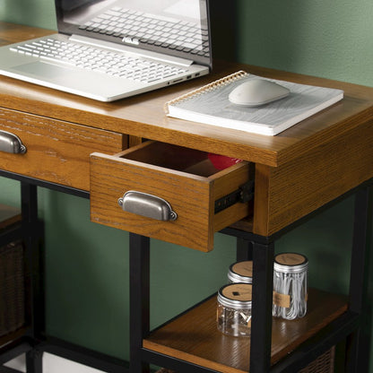 Mirada Desk with Drawers in Brown Color