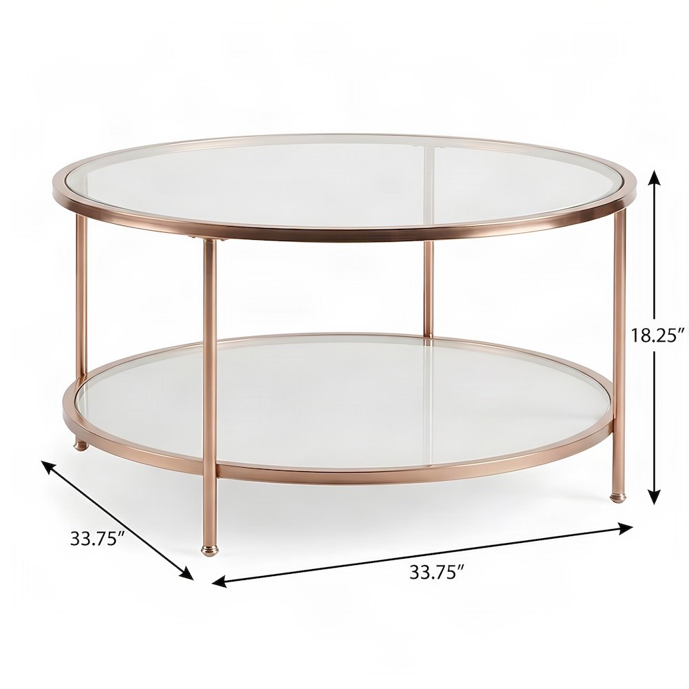 FurniFact Round Cocktail Table with Iron Base, Gold