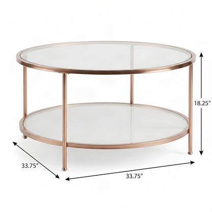 FurniFact Round Cocktail Table with Iron Base, Gold