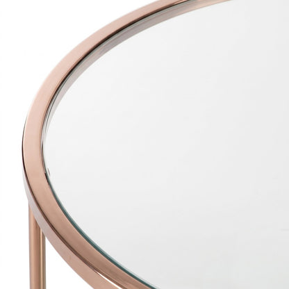 FurniFact Round Cocktail Table with Iron Base, Gold