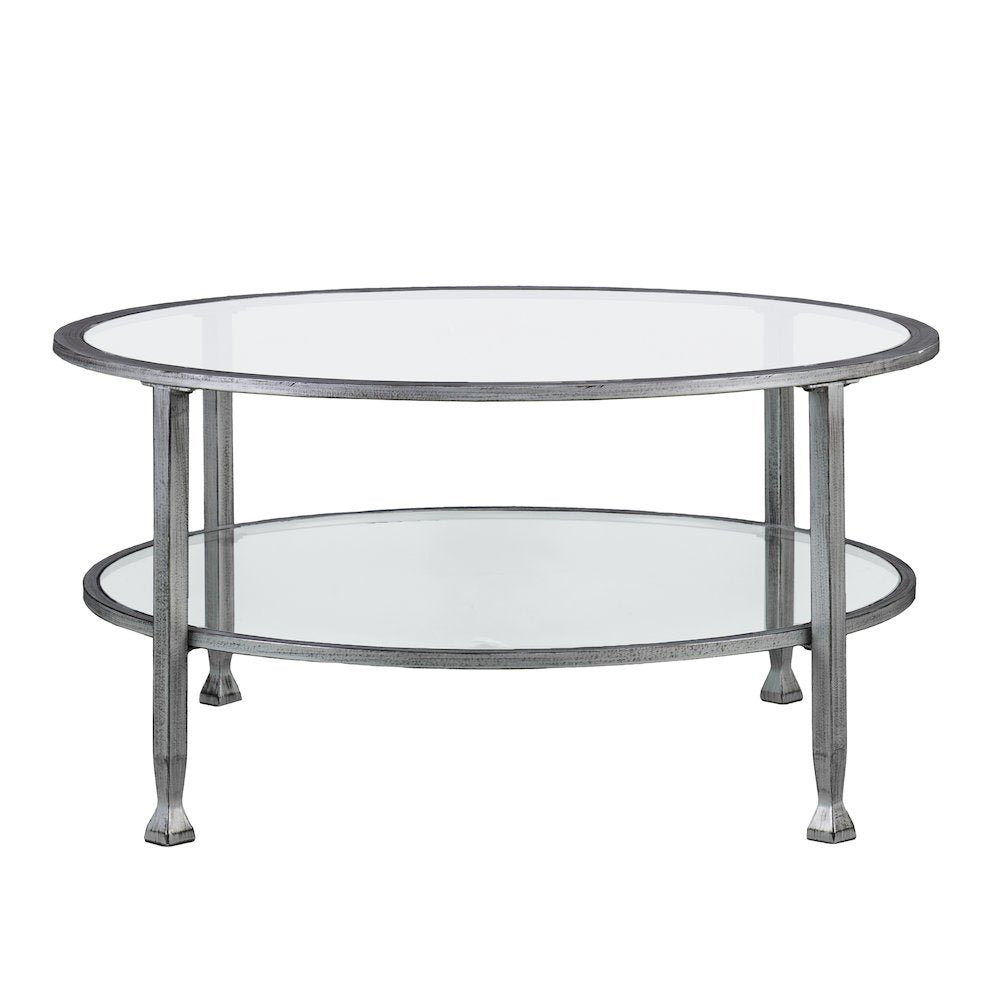 Jaymes Metal/Glass Round Cocktail Table - Silver