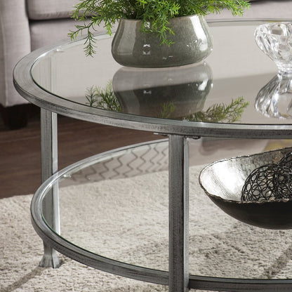 Jaymes Metal/Glass Round Cocktail Table - Silver