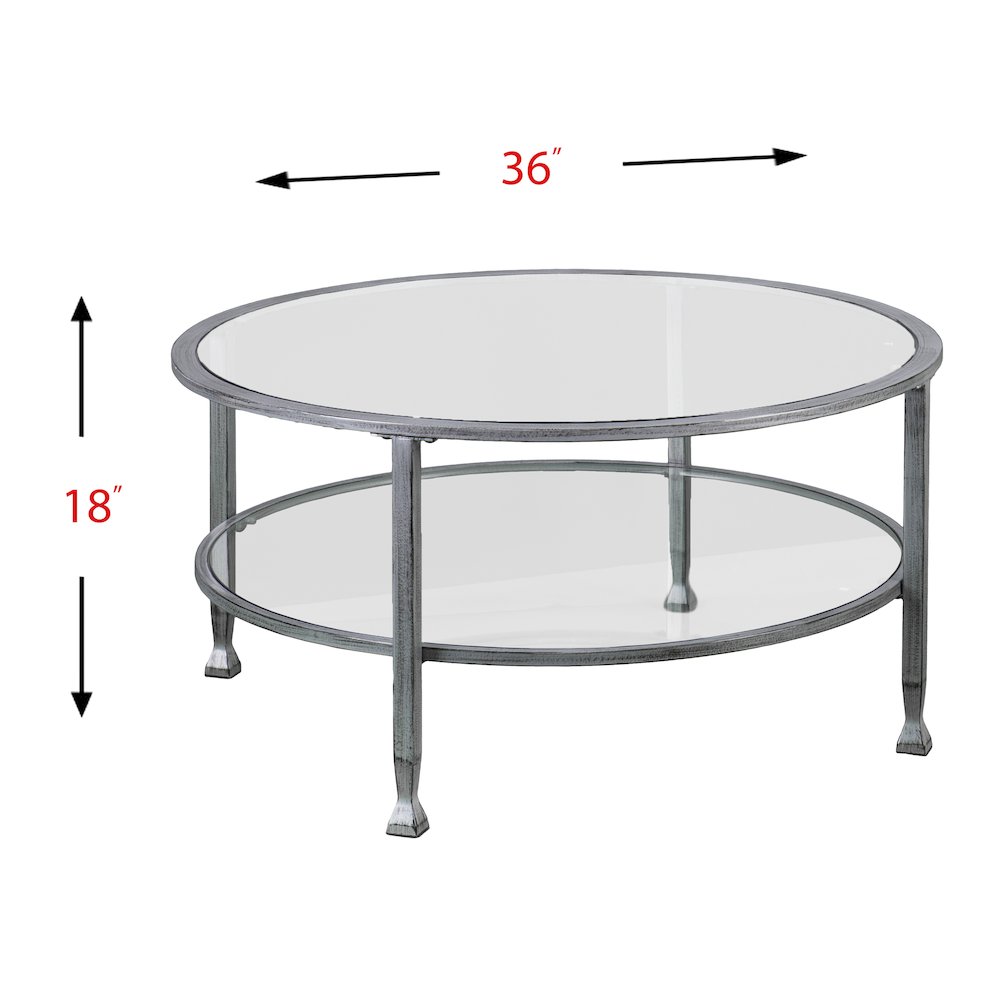 Jaymes Metal/Glass Round Cocktail Table - Silver