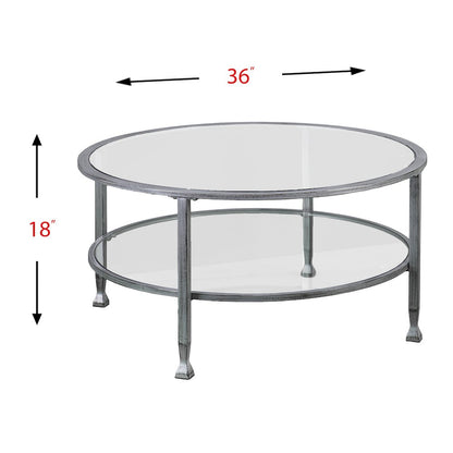 Jaymes Metal/Glass Round Cocktail Table - Silver