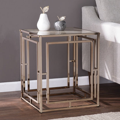 Simondley Faux Marble End Table