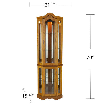 Canterdale Lighted Corner Curio Cabinet - Golden