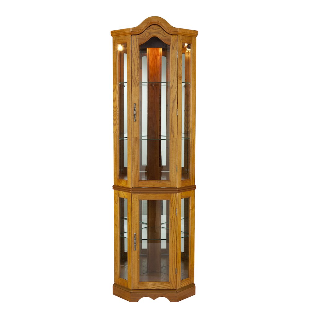 Canterdale Lighted Corner Curio Cabinet - Golden