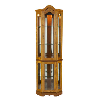 Canterdale Lighted Corner Curio Cabinet - Golden