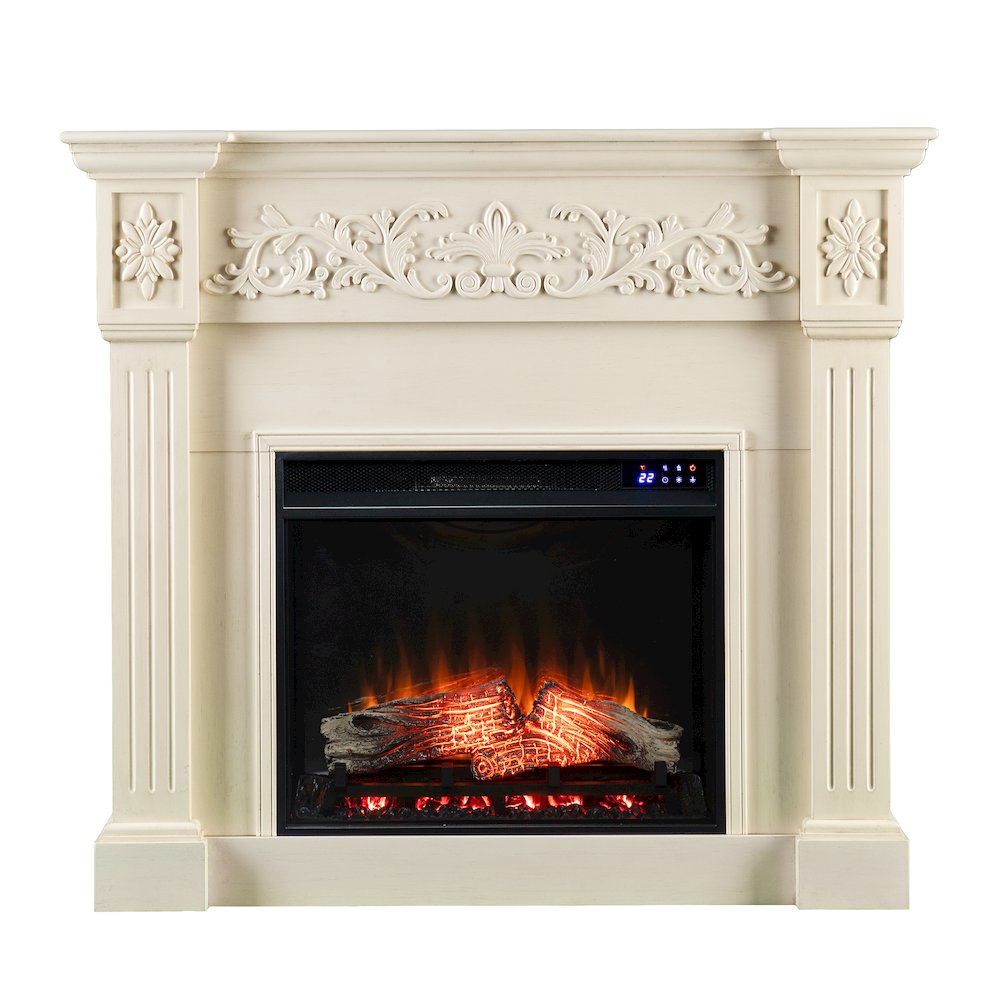 Calvert Touch Screen Electric Fireplace in White Color