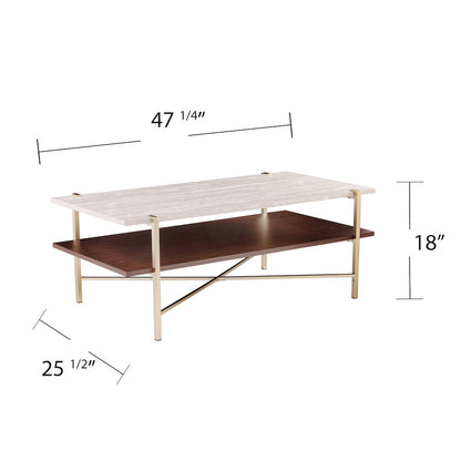 Ardmillan Rectangular Cocktail Table Storage in Brass Color