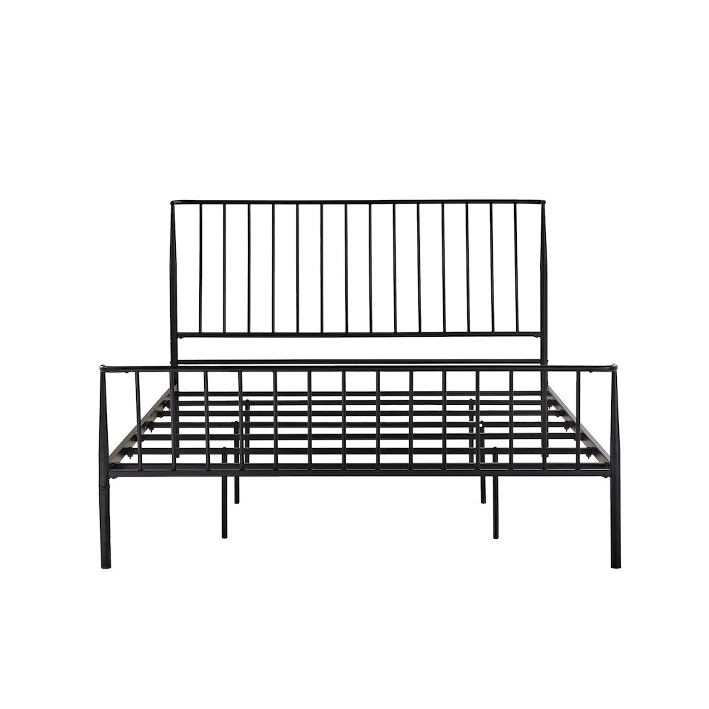 Matte Black Finish Metal Queen Bed
