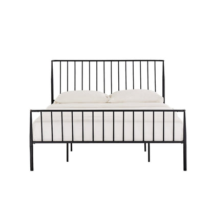 Matte Black Finish Metal Queen Bed