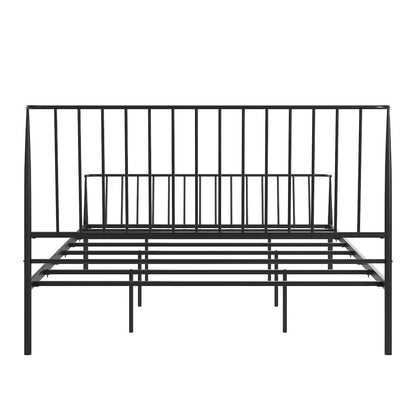 Matte Black Finish Metal Queen Bed