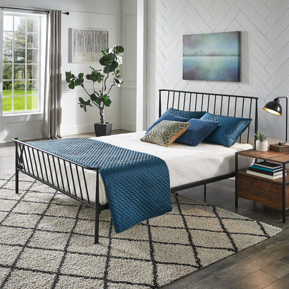 Matte Black Finish Metal Queen Bed