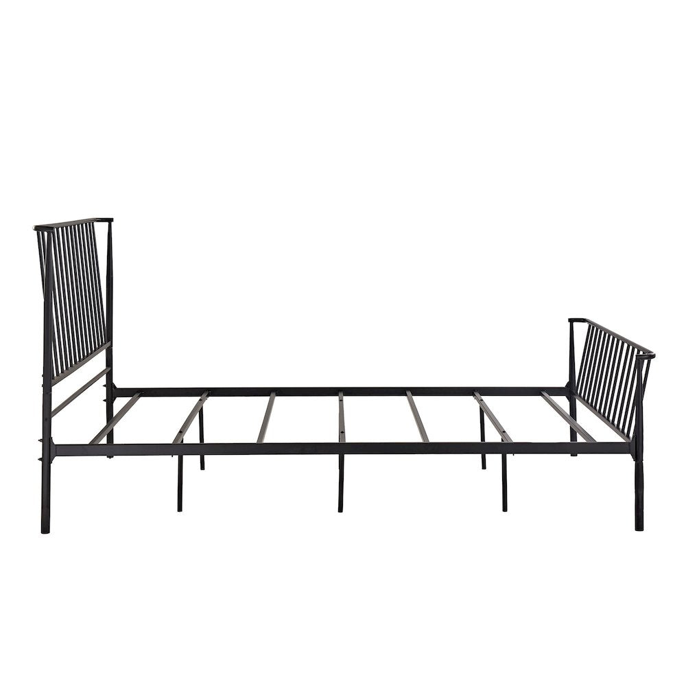 Matte Black Finish Metal Queen Bed