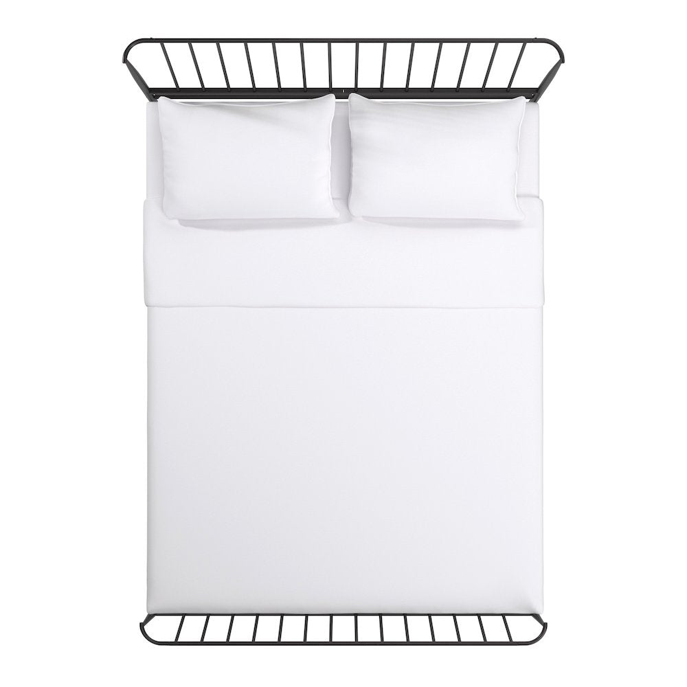 Matte Black Finish Metal Queen Bed