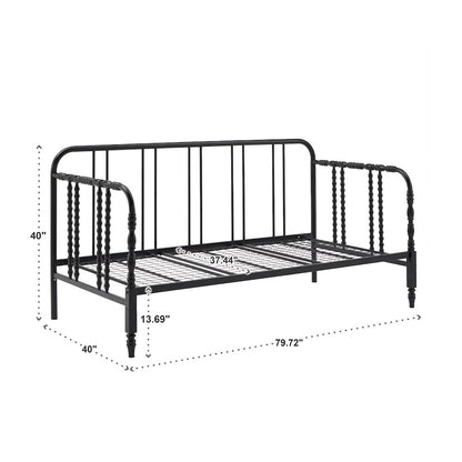 Black Finish Metal Spool Daybed
