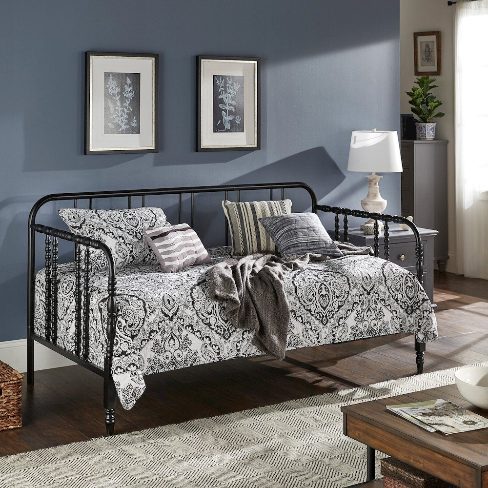 Black Finish Metal Spool Daybed