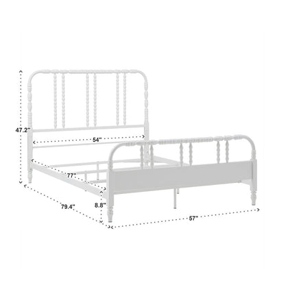 White Finish Metal Spool Full Bed