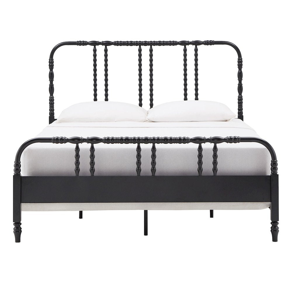 Black Finish Metal Spool Queen Bed