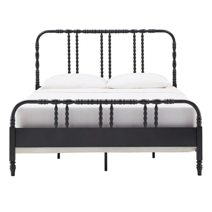 Black Finish Metal Spool Queen Bed