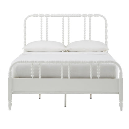 White Finish Metal Spool Queen Bed