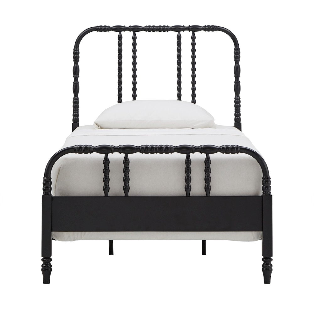 Black Finish Metal Spool Twin Bed