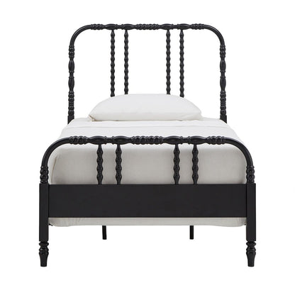 Black Finish Metal Spool Twin Bed