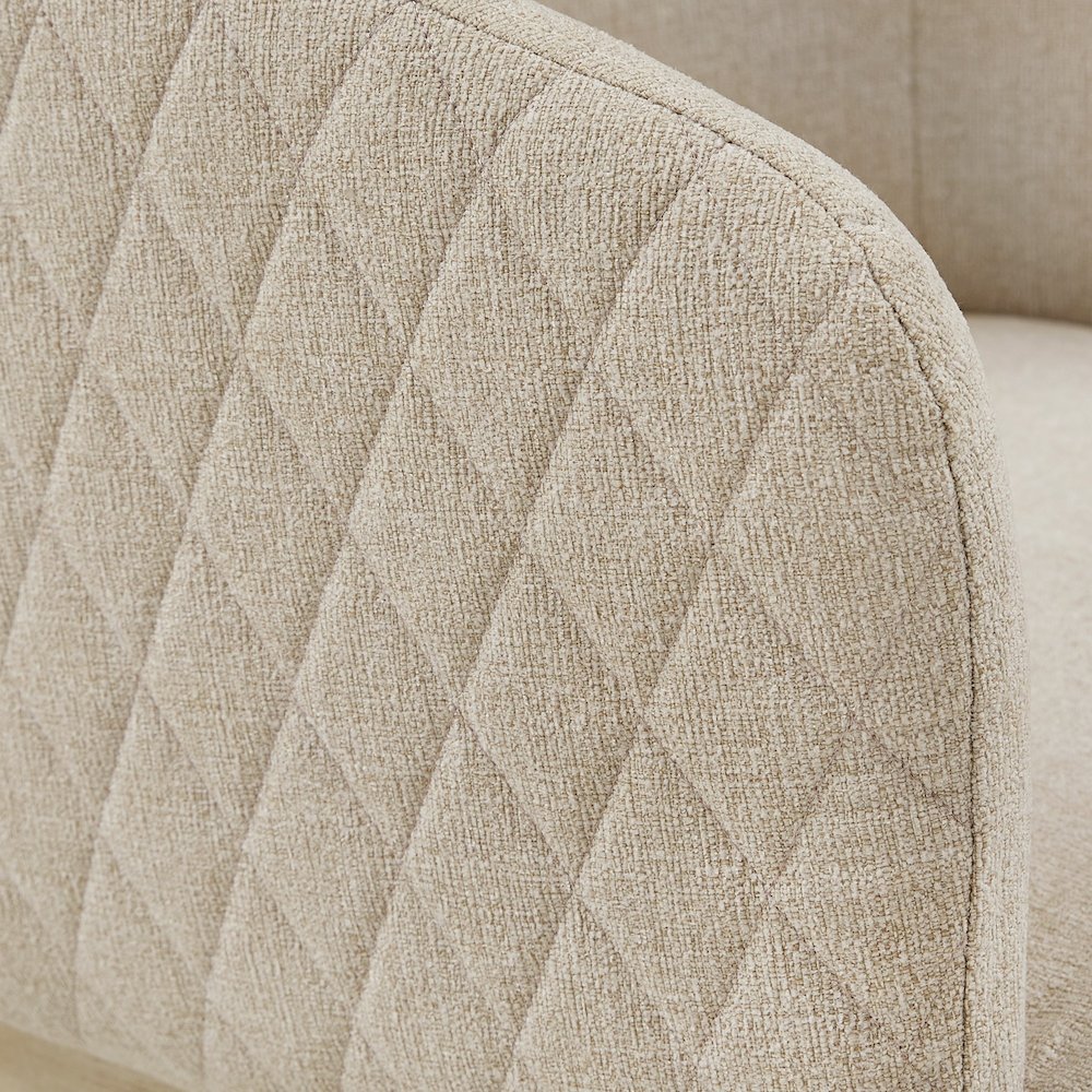 White Finish Beige Heathered Dining Chair