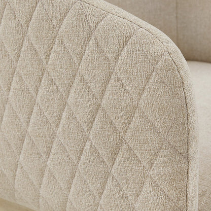 White Finish Beige Heathered Dining Chair