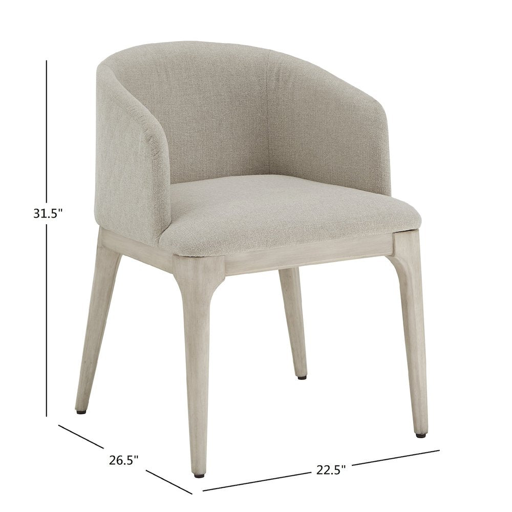 White Finish Beige Heathered Dining Chair