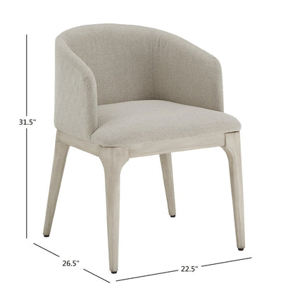 White Finish Beige Heathered Dining Chair