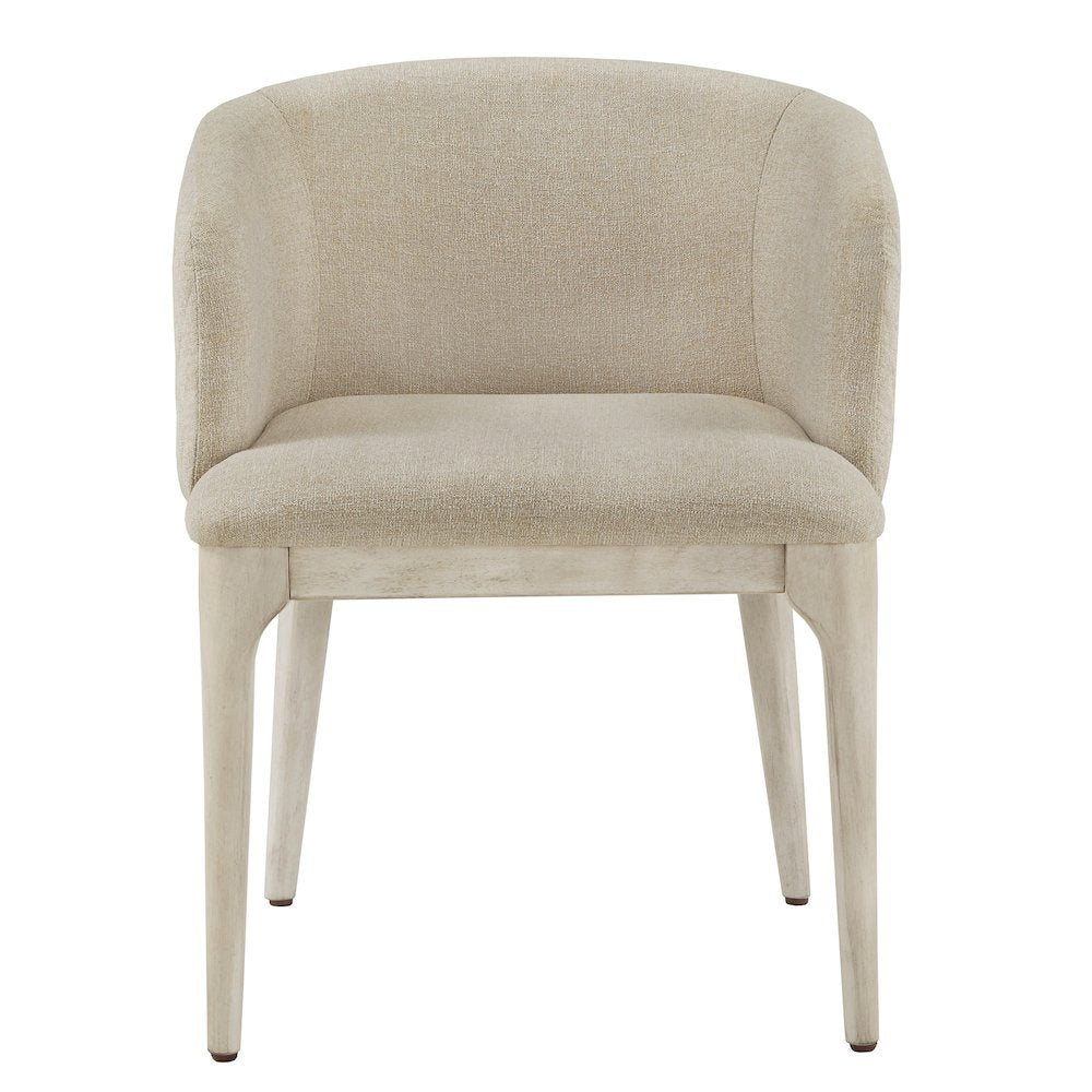 White Finish Beige Heathered Dining Chair