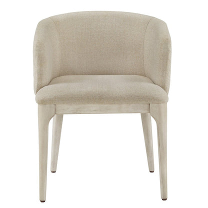 White Finish Beige Heathered Dining Chair
