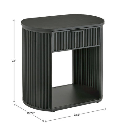 Black Finish 1-Drawer Side Table