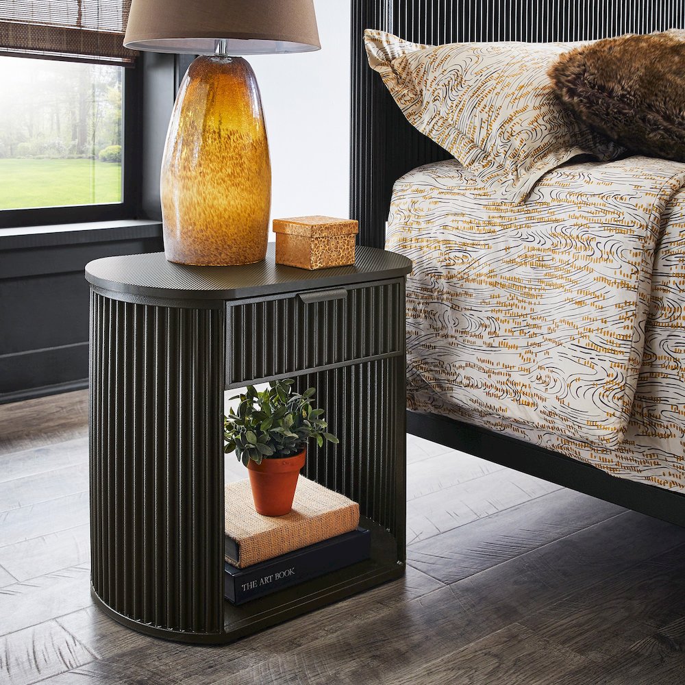Black Finish 1-Drawer Side Table